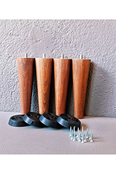 Dijital Bazar DİJİTAL BAZAR 12 CM KONİK CEVİZ 4 LÜ TORNA AYAK-AHŞAP AYAK