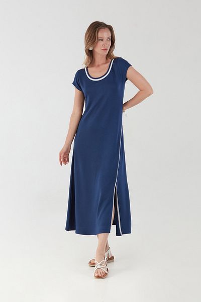 Fulla Moda Βασικό φόρεμα από βαμβακερό χτενισμένο με σχισμή