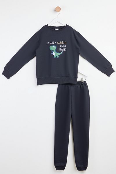 TOFİSA Boy's Black Printed Suit - 18001