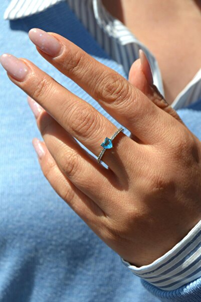 Sacce Scarves&Accessories خاتم قابل للتعديل على شكل قلب فيروزي