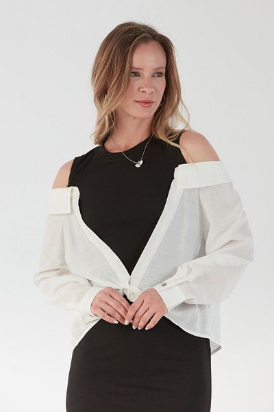 Fulla Moda Βασικό πουκάμισο με λεπτομέρεια φόρεμα με σχισμή