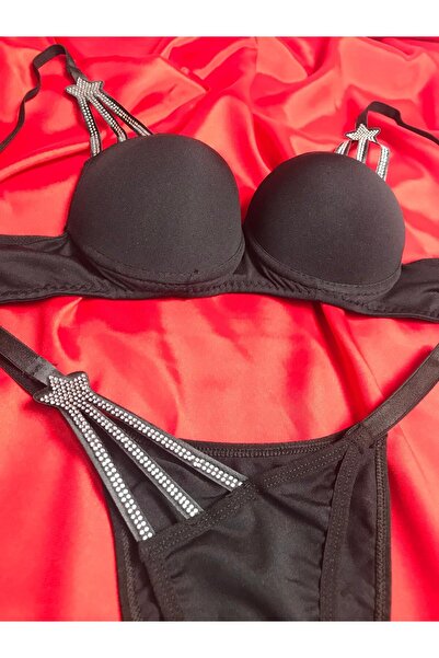 Masal Lingerie Set de chiloți sutien cu susținere Black Star Stone pentru femei