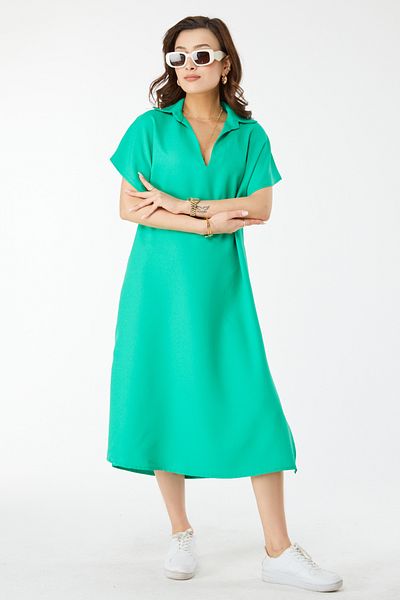 TOFİSA V-Neck Zero Sleeve Dress Green - 24442