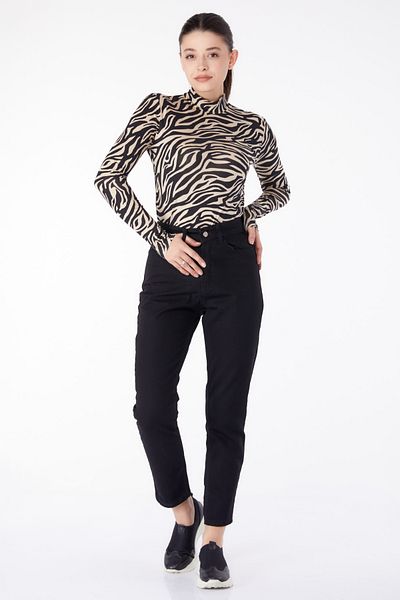 TOFİSA Džínové kalhoty Mom Jeans s vysokým pasem černé - 25177