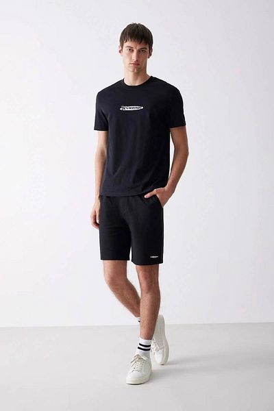 DeFacto Ανδρικό μπλουζάκι με στάμπα Regular Fit E3783ax/bk81