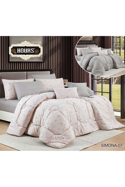 HOURS Horse Never 4-piece comforter set with a modern and distinctive pattern, double-sided SIMONA-07B