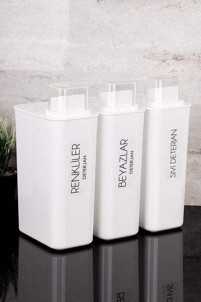 Dolkin Home Set of 3 Self-Scaled Detergent Dispenser Boxes Colors Whites Liquid Detergent Labeled 3000ml