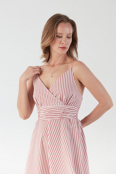 Fulla Moda Ριγέ φόρεμα με διπλό στήθος με λαιμόκοψη