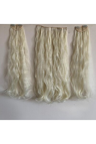 papatya peruk Platinum Wavy Long Heat Styleable 3-Piece Snap Set