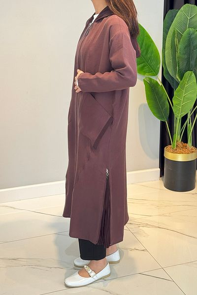 Ceremony قبعة بغطاء للرأس بسحاب على الجانبين ومفصلة 5862 بني أحمر