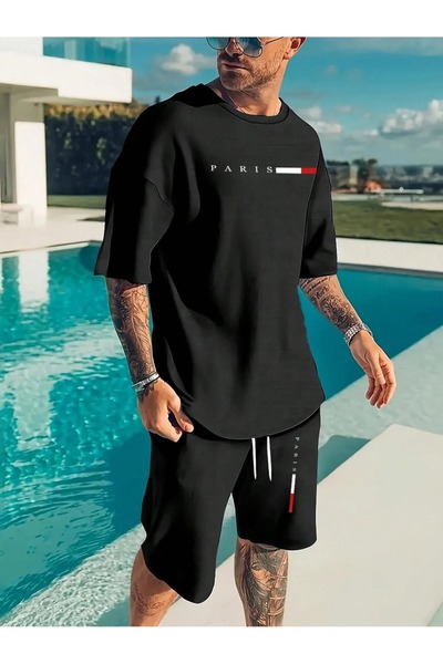 PAVRO تي شيرت للجنسين مقاس كبير مناسب لبدلة شورت nweyo ذات مقاس مريح ونسيج عا...