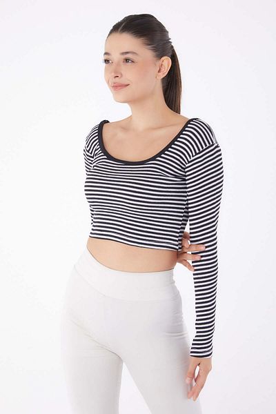 TOFİSA Ριγέ Crop Black - 26119