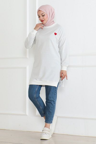 TOFİSA Hearted Tunic White - 26604
