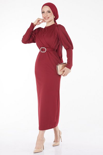 TOFİSA Dress Burgundy - 11615