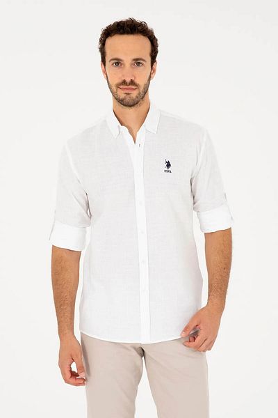 U.S. Polo Assn. Ανδρικό πουκάμισο Lucan White 1831417