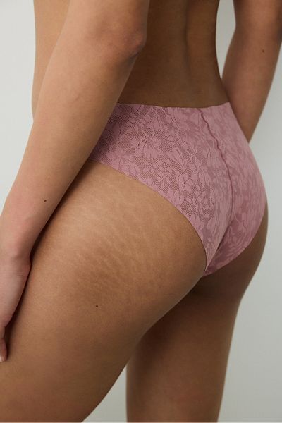 Penti Unsichtbare, lasergeschnittene, Spitzen-Slip-Höschen in Dusty Rose