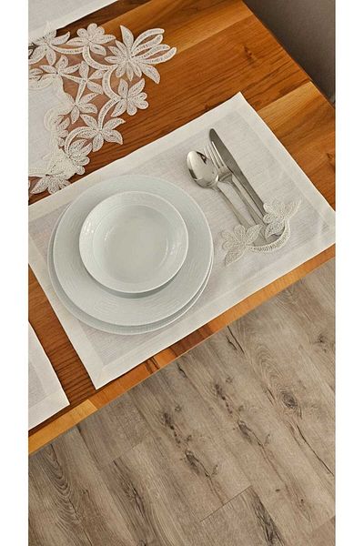 ZESA HOME French Lace American Set with Linen Texture -12 People, 13 Pieces