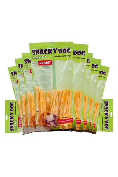 Snacky Dog Natural Rewards for Dogs Pack of 10 x Rabbit Sticks - Snacky Dog