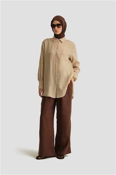 Armine Linen Palazzo Trousers 25Yd4231-2 Bitter Brown