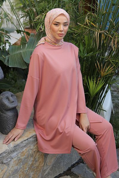 TOFİSA Sports Tunic Trousers Double Set Rose - 13154