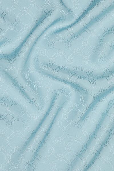Vakko Special Series Monogram Jacquard Scarf 40843-Light Turquoise