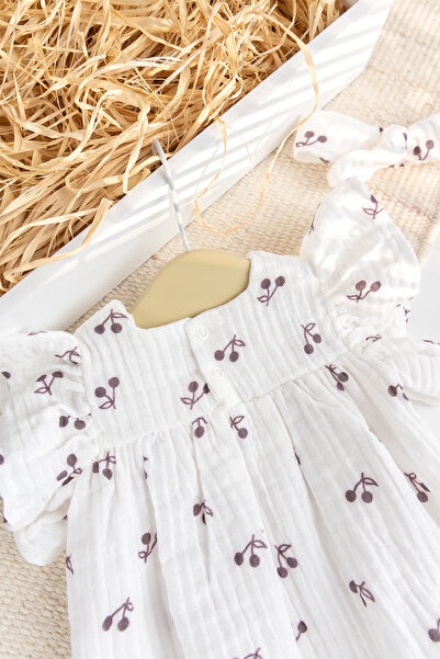 Babymod Muslin Cherry Patterned 100% Cotton Summer Baby Girl Jumpsuit