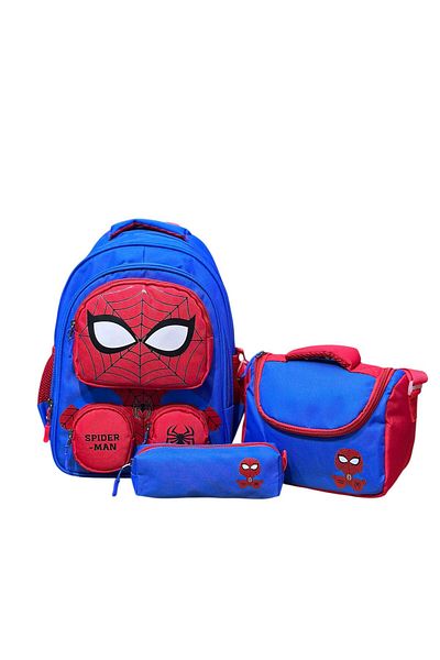 Çanta Sepetim Geantă de școală pentru băieți Spiderman Set școală triplă cu suport termic pentru creion