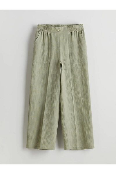 LC Waikiki Lcw Kids Khaki Elastic Waist Muslin Girls' Trousers