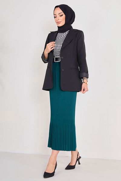 TOFİSA Pleated Skirt Emerald - 23027
