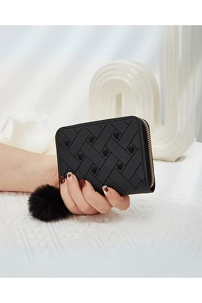DOODLE Stylish Heart Long Wallet for Women - Synthetic Leather Zipper Coin Purse