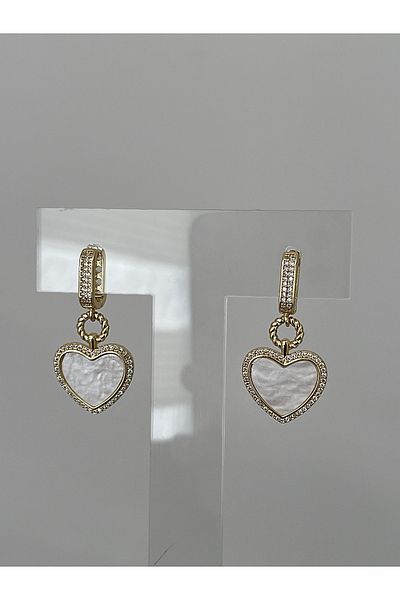 JELLY Women's Steel Gold Color Heart Zircon Stone Steel Design Earrings