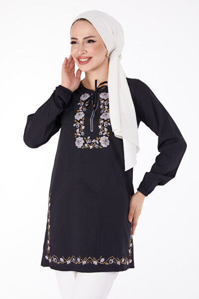 TOFİSA تونيك مطرز باللون الأسود - 13185