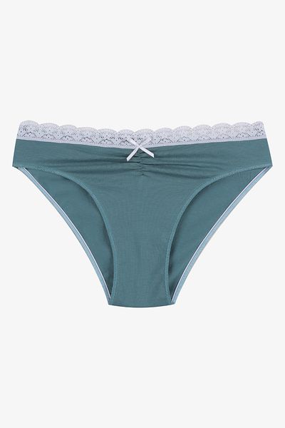 koza iç giyim Women's Front Waist Lace Elastic Panties with Shirring and Bow Detail