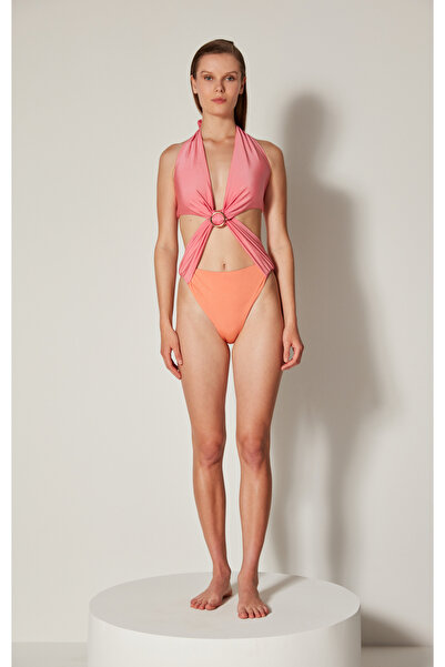 Penti Pembe Ve Turuncu Metal Detaylı Marella Monokini Mayokini-özgür Masur Ko...
