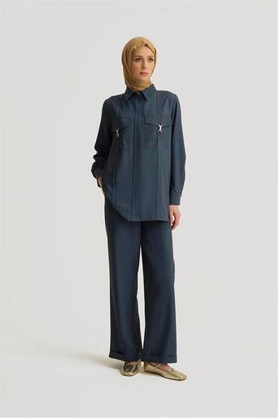Armine Folded Leg Palazzo Trousers 25Yd4241-2 Indigo
