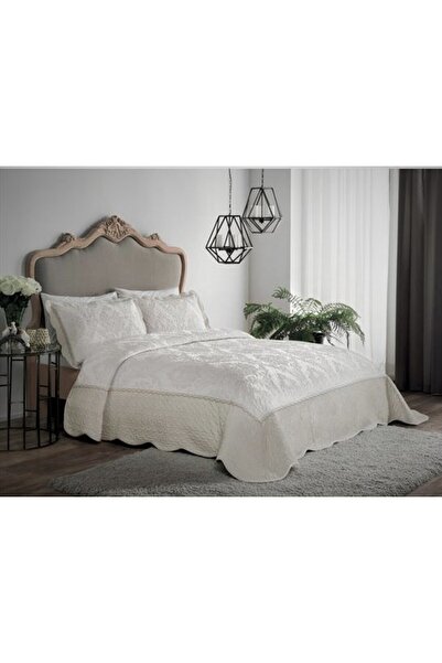 Taç Yatak Örtüsü Seti Comfort Tek Kişilik June Ekru