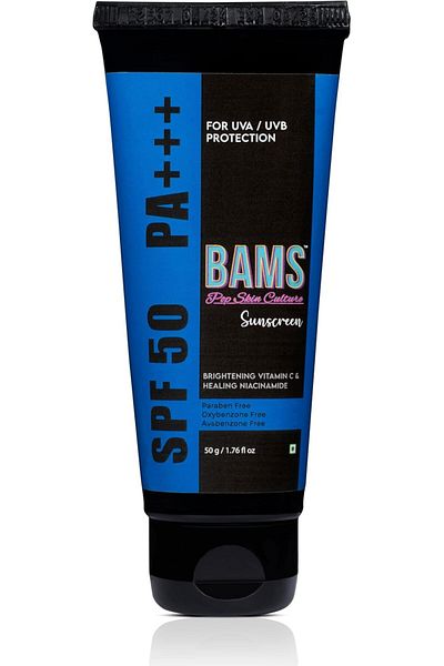 BAMS POP SKIN CULTURE BAMS I Sunscreen SPF 50 PA ++++ | Lightweight Sun Cream That Moisturizes & Leaves No White Cast | UV