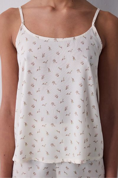 Penti Ecru Pajama Set with Floral Shorts