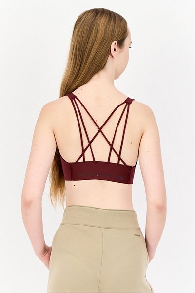 adidas Women Brand Logo Padded Training Sports Bra, Maroon