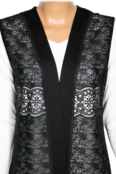 Hermevsim Hesna Women's Sofia Lace Front, Basen Bottom, Combed Cotton Black Vest