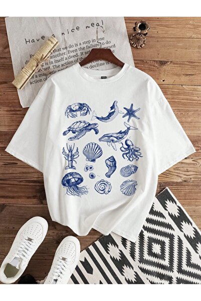 Bengi Clothing تي شيرت مطبوع بأكمام قصيرة وقصة كبيرة الحجم