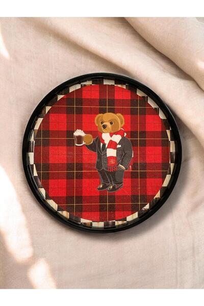 unique florya Checkered Round Tray 28cm Presentation Decorative Home Tableware Kitchen Tea Coffee Tray