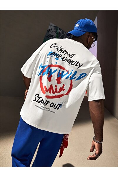 Jose Clothing Tricou imprimat cu mânecă scurtă cu croială supradimensionată