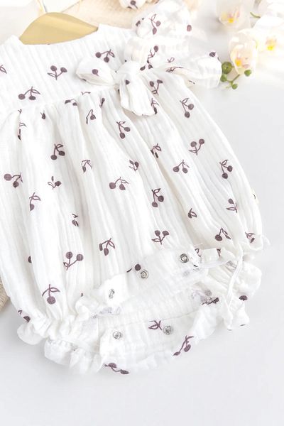 Babymod Muslin Cherry Patterned 100% Cotton Summer Baby Girl Jumpsuit