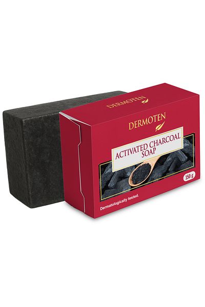 Dermoten Sapun cu carbune activat pe baza de glicerina din plante, transparent, curatare profunda, 150gr
