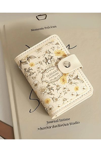 DOODLE Vintage Style Women's Credit Card Wallet with Floral Pattern, Compact Card Holder with Multiple Slots