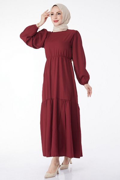 TOFİSA Rochie cu dantela in talie Rosie Claret - 13144