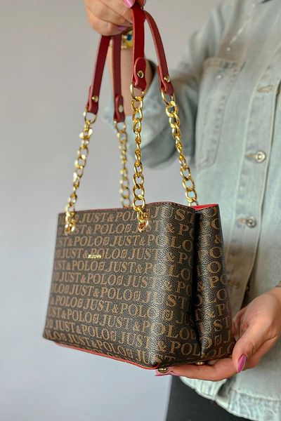 Just Polo Women's Chain Detailed Handbag with Adjustable Shoulder Strap