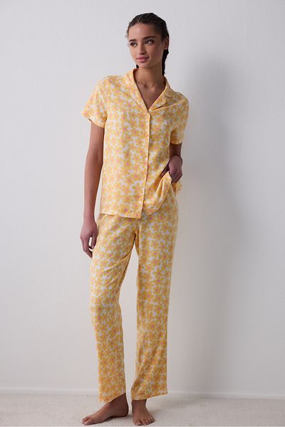Penti Sunny Floral Shirt Pants Yellow Pajama Set