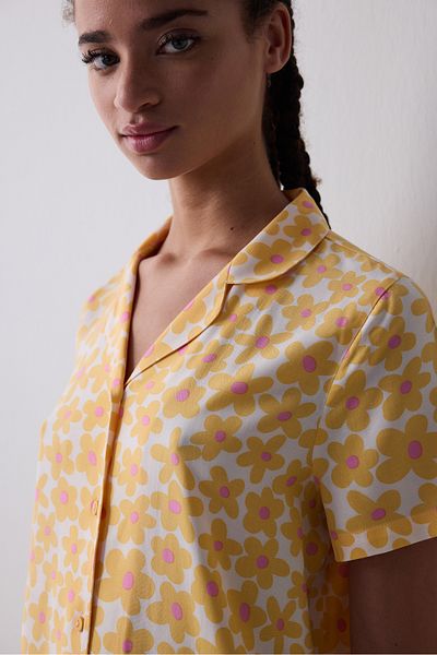 Penti Sunny Floral Shirt Pants Yellow Pajama Set
